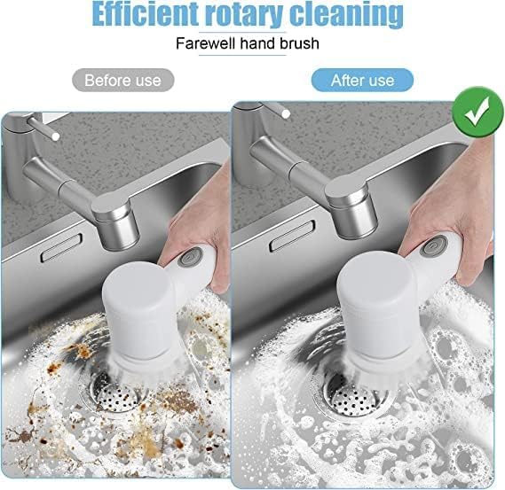 Electric Rotary Cleaning Brush with 3 Interchangeable Heads
