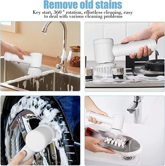 Electric Rotary Cleaning Brush with 3 Interchangeable Heads
