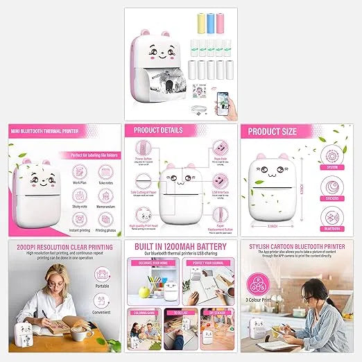 Bluetooth Mini Thermal Printer – Portable & Inkless for Students (iOS & Android)